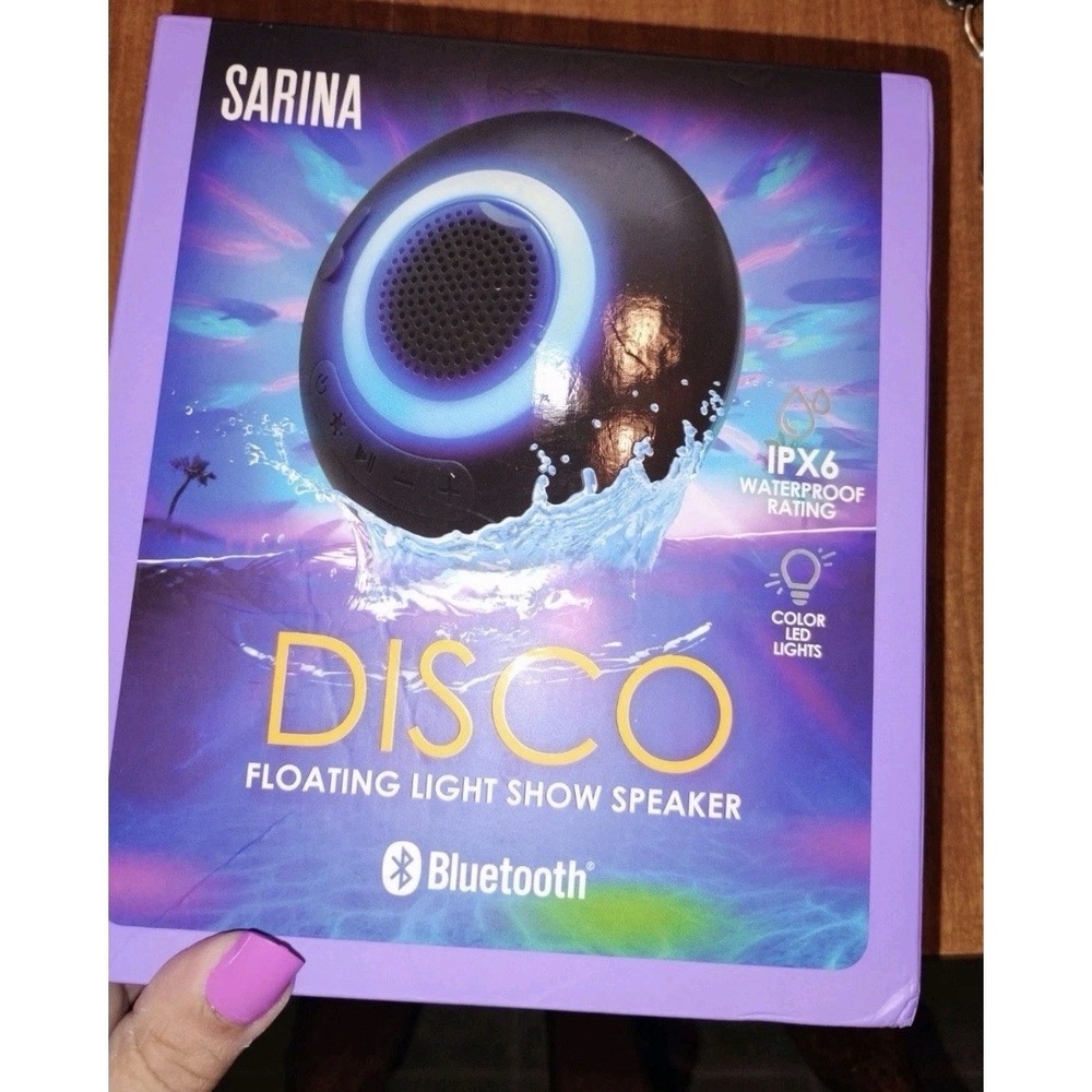 Sarina Disco Floating Bluetooth Speaker IPX6 Waterproof LED Light Show Pool Spa